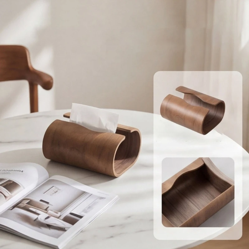 

Elegant Wooden Tissue Paper Box with Large Capacity Perfect for Home Decors and Kitchen Storage B03E