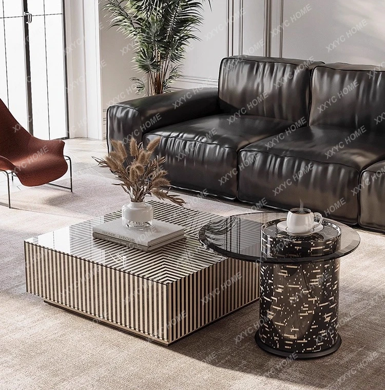 Y Small apartment living room home creative zebra pattern square coffee table