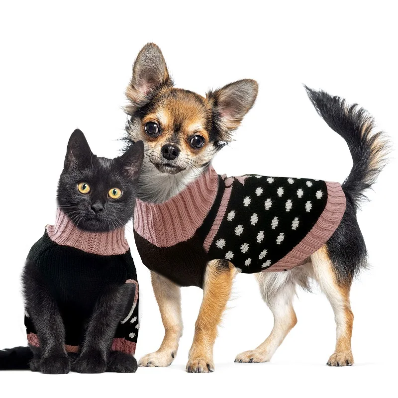 Christmas Dog Clothes Polka Dot Bow Style Luxury Sweater Kitten Knitwear Chihuahua Yorkshire Small Medium Large Dogs Winter Warm