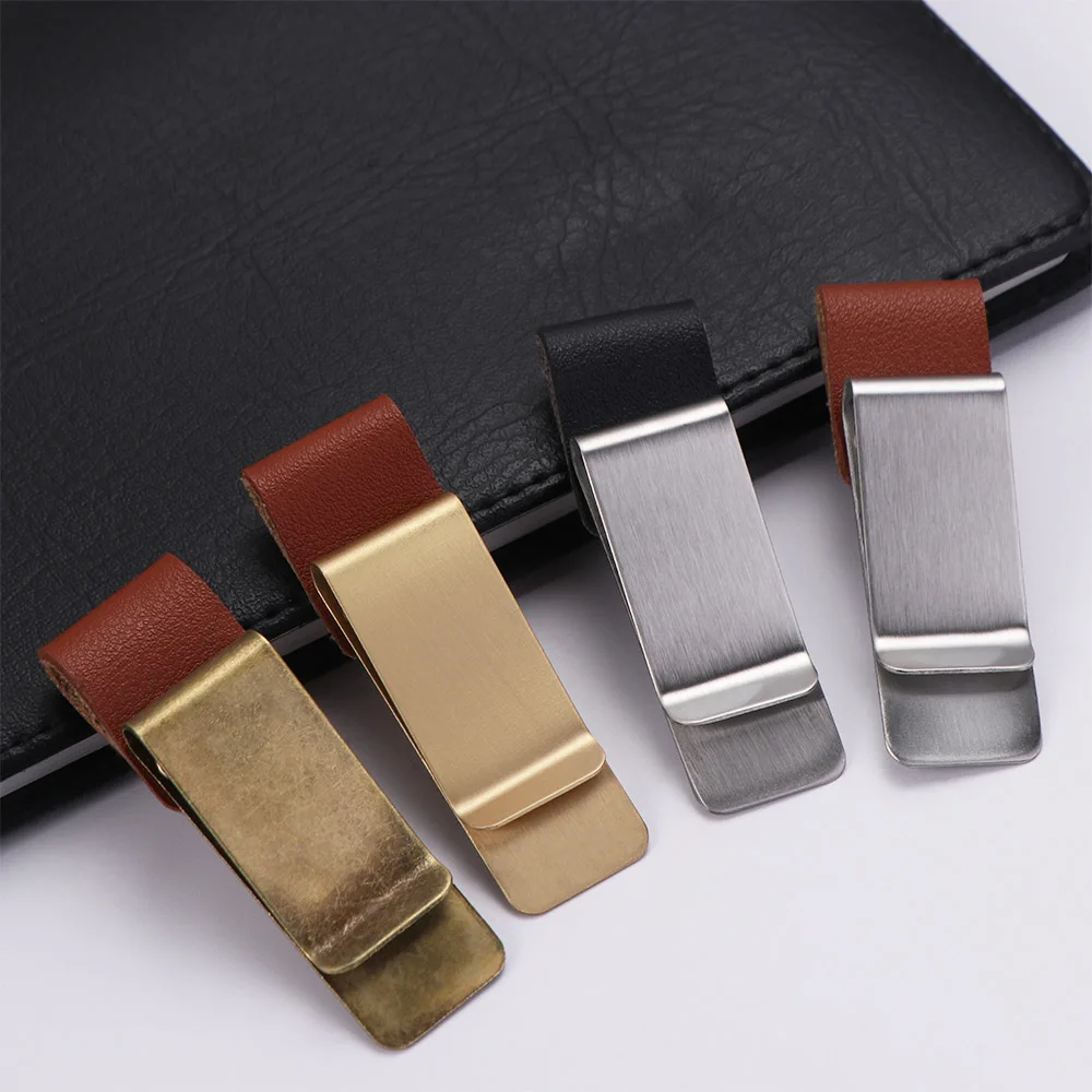 School Office Accessories Stainless Steel Notebook Paper Folder Office Supplies Pencil Clip Memo Clip Pen Holder Pen Loop