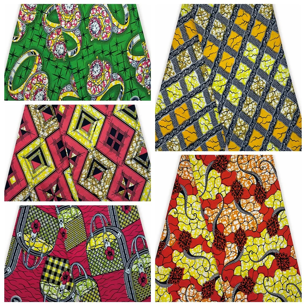 2025 New Super Good Quality African Ankara Wax Fabric Cotton Material Batik Pagne Staff Soft 6yard Stain Sew