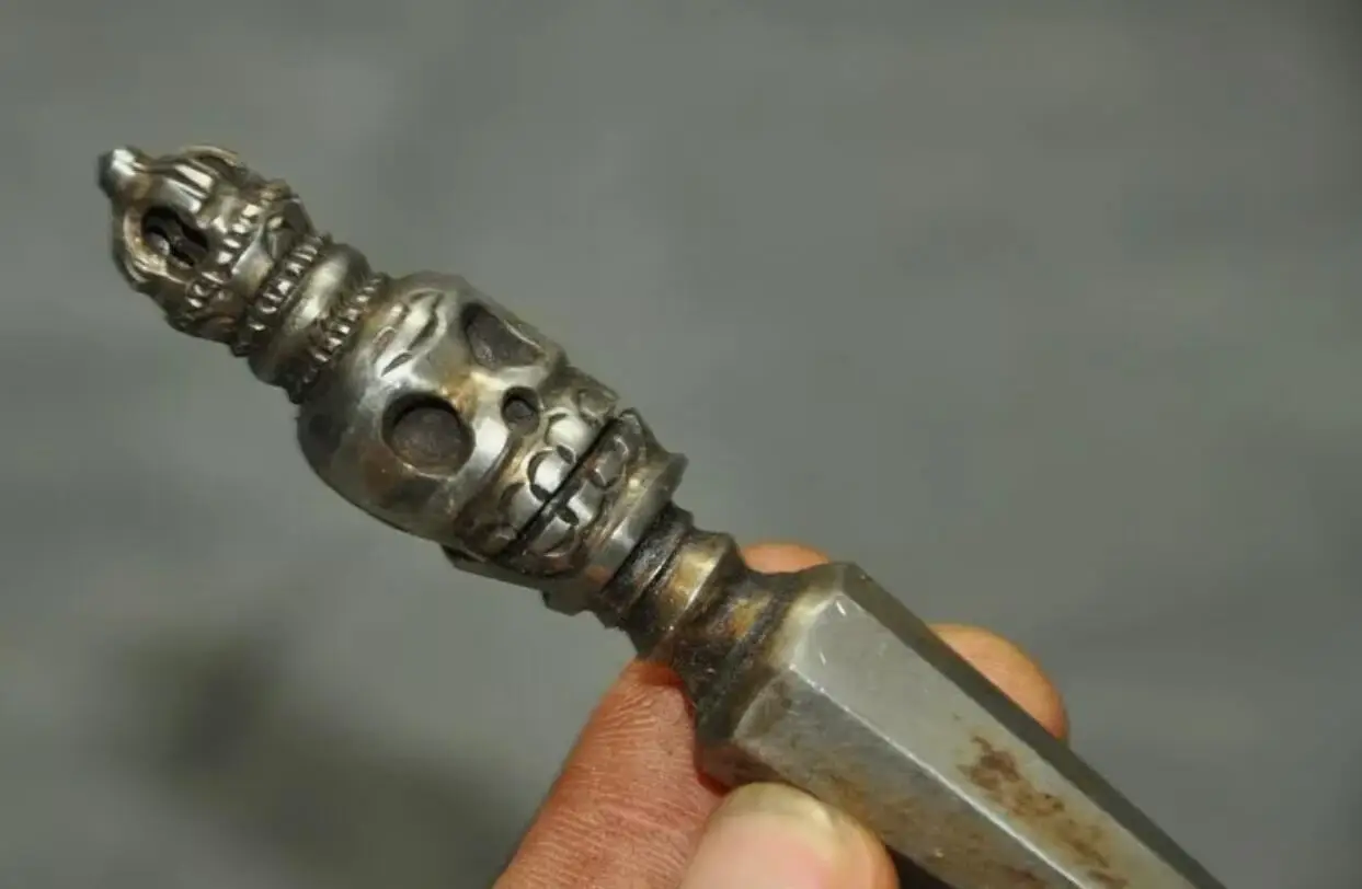 old Tibet Meteorite iron Tiantie skull Vajra Dorje Phurpa Exorcism Talisman faqi