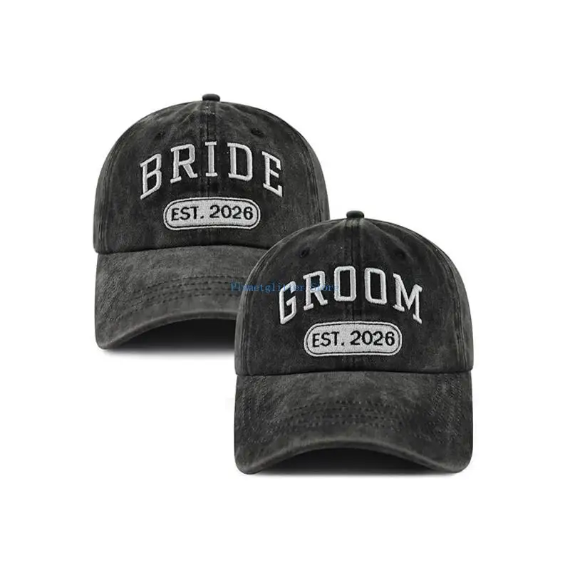 652B Bride and Groom Baseball Hat For Wedding Party Romance Embroidered Pattern Dad Mom Couple Hat For Travel And Honeymoon