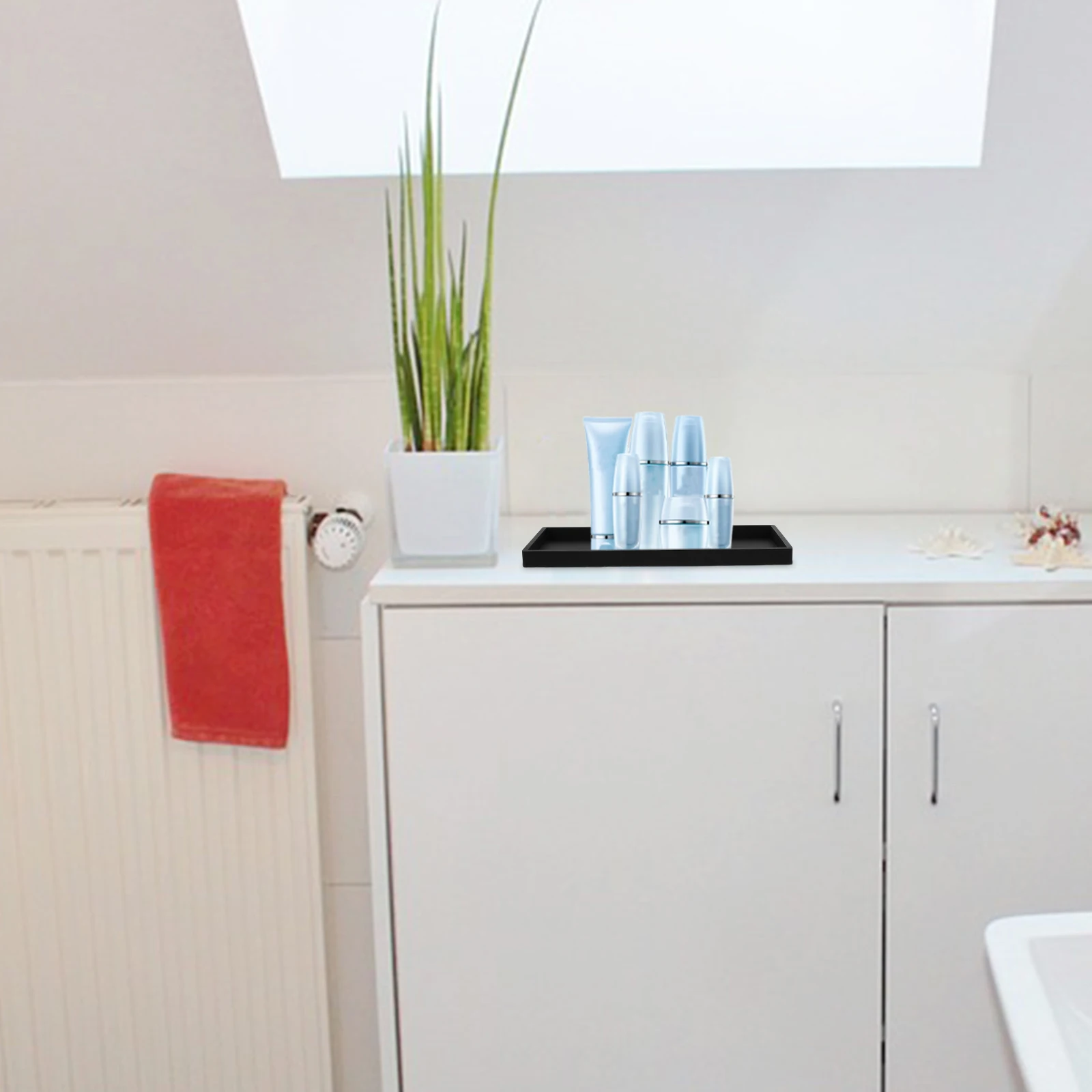 

Bathroom Vanity Tray Organizer Large Capacity Silicone Storage Plate Non Slip Design Exquisite Appearance Multi Scene Usage