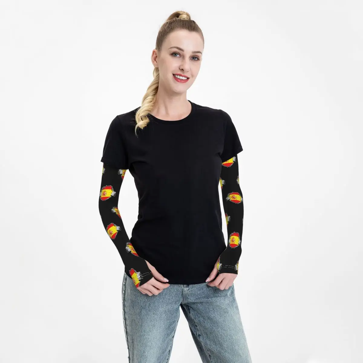 National Flag. Spain. Outdoor Arm Sleeves Sun UV Protection Cover Summer Ice Silk Cycling Tattoo Sleeves