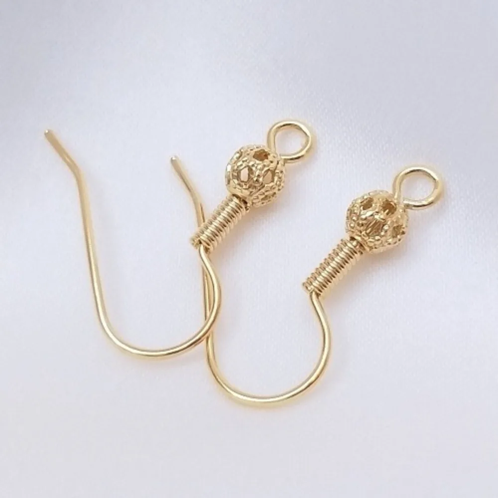 

14-каратное золотого цвета, полый шарик, пружинный крючок для ушей, серьги ручной работы «сделай сам», аксессуары для ушей, материалы ручной работы