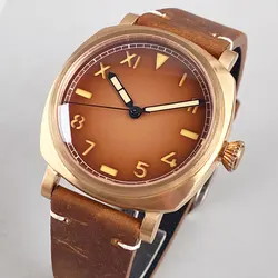 CUSN8 Bronze AR Sapphire Glass Sandwich California Watch dial 42mm Square Mechanical Watch Demir NH35AA PT5000 20atm Wristwatch