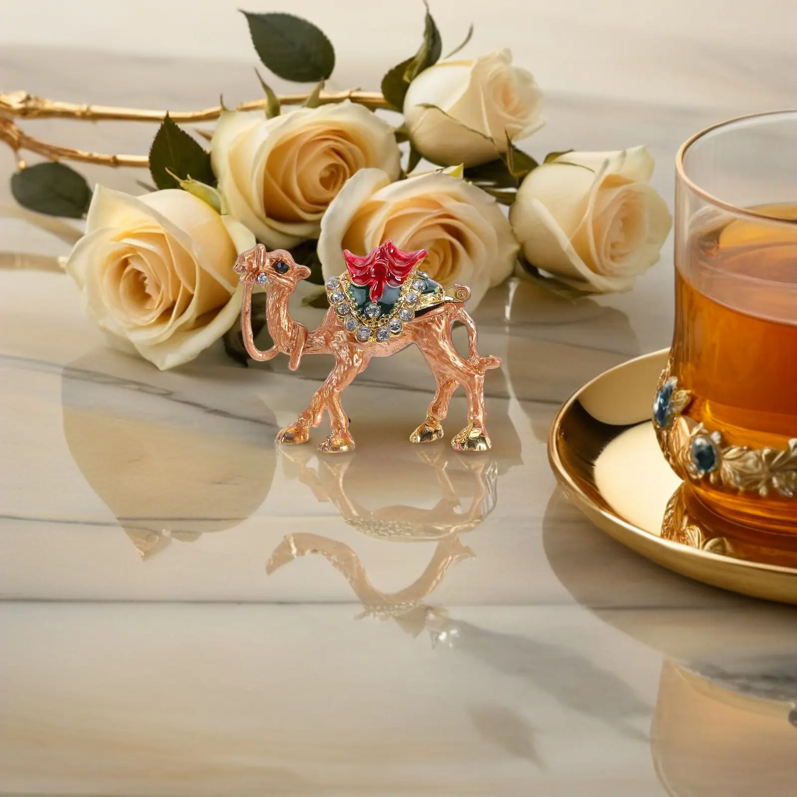 Jewelry Storage Box Decorative Golden Camel Trinket Case for Necklaces Earrings Tabletop Decor