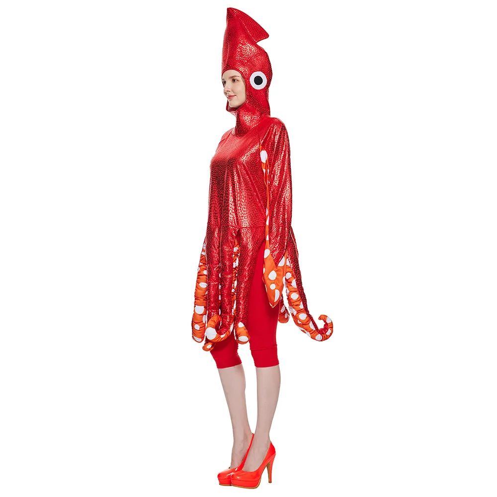 

New Adult Squid Costume Funny Animal Party Outfit Halloween Cosplay Dress Up For Stage Performance