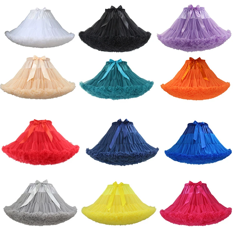 

Womens Elastic Waist Soft Tulle Lolita Petticoat Puffy Cosplay Tutu Skirt for Adult Princess Ballet Dance Pettiskirts Underskirt