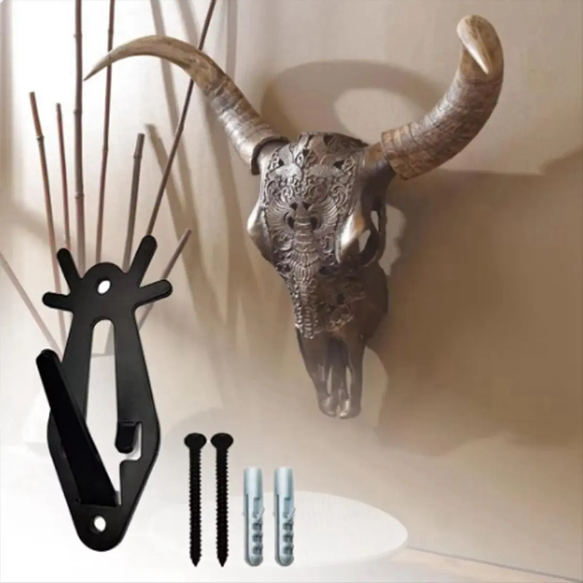 A95G European Mount Skull Hanger Deer Skull Mount Metal Wall Mount Animal Skull Display Stand Wall Mount Trophy Display Racks