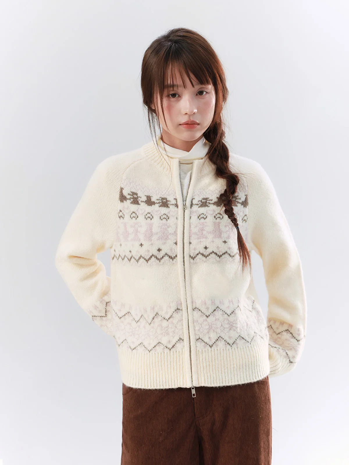 

Оригинальный вязаный шерстяной кардиган YUPH в скандинавском ретро-стиле с узором Фэр-айл, женская осенне-зимняя верхняя одежда, теплый удлиненный кардиган...