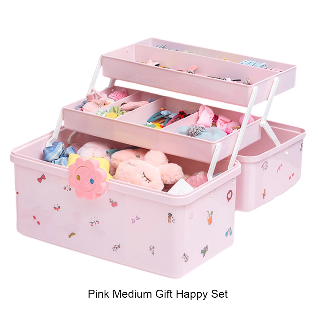 إكسسوارات الشعر مع صندوق تخزين محمول، هدايا بلاستيكية عصرية ولطيفة متعددة الأغراض