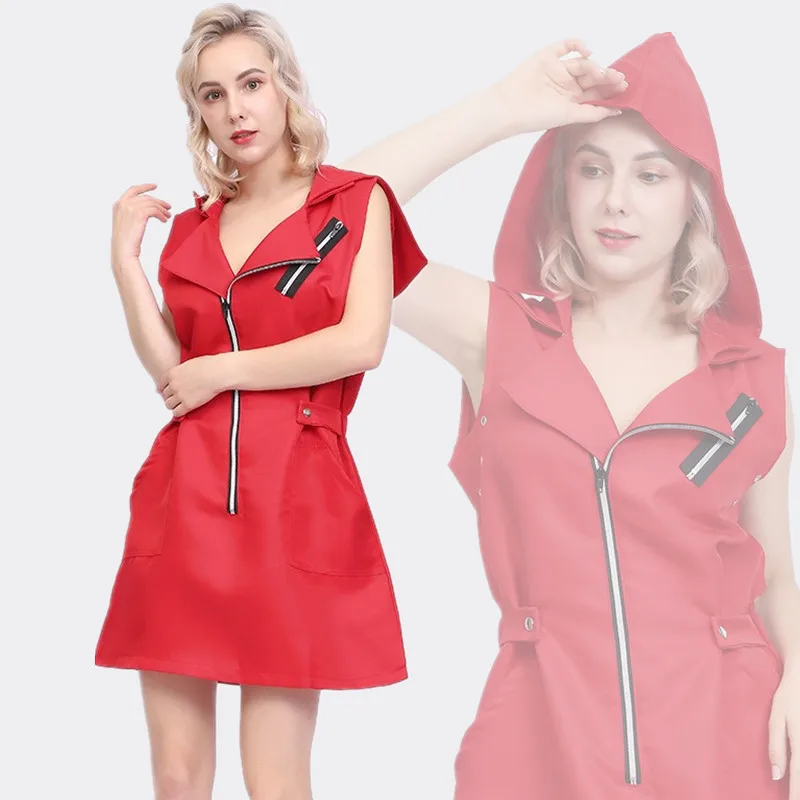 

Sexy Halloween Paper House Costume Dress Women's Sleeveless Dress Role-playing Game Outfit Polyester Fiber 18-25 Years Old