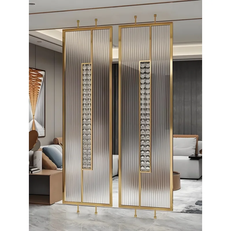 Stainless Steel Glass Screen Partition Modern for Home Office Living Room Restaurant Bedroom Hospital Decoration