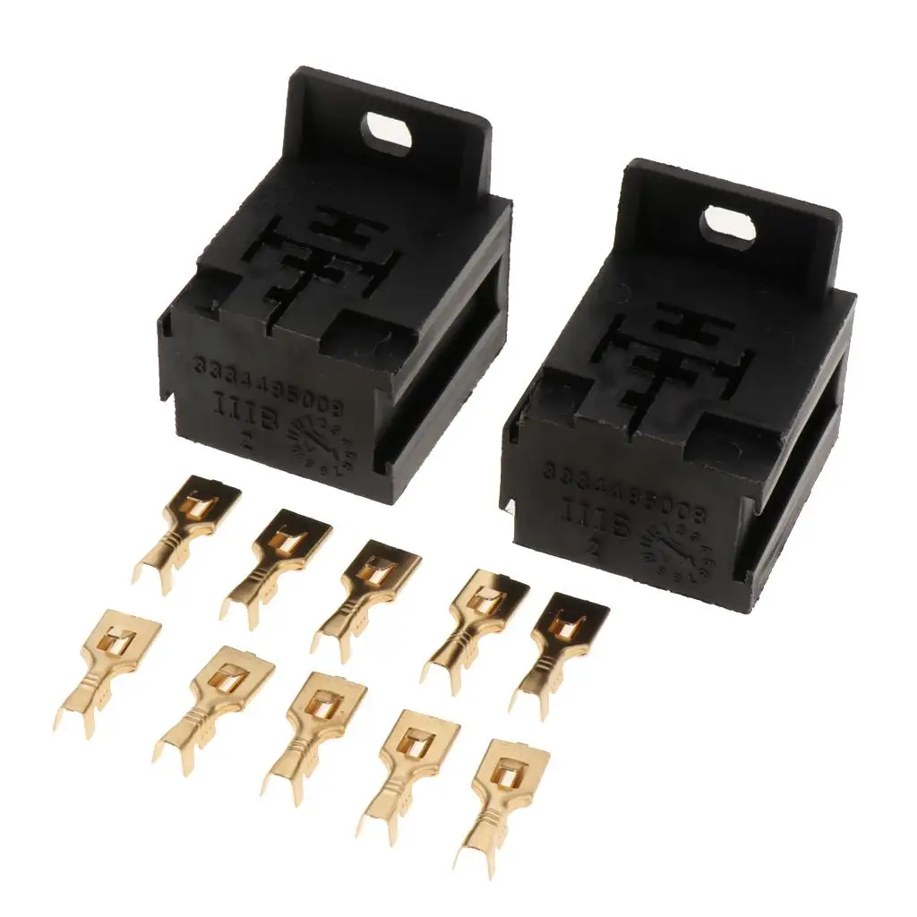 Universal 5 Way Relay Holder Box With 10x Brass Terminals,2PCS 5Pin relays Holders for car truck trailer and boat