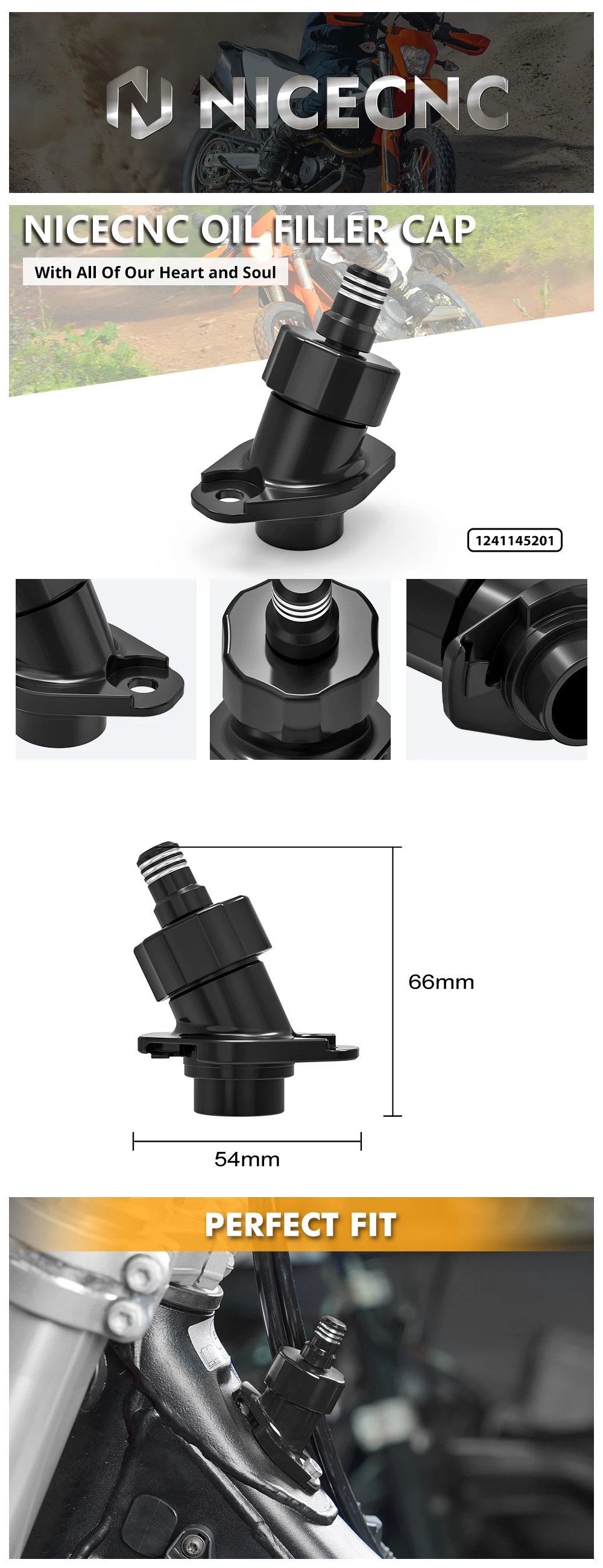NICECNC für 2024 KTM EXC 300 EXC XCW 150 250 300 für Husqvarna TE300 GasGas EC 300 Aluminium-Öleinfülldeckel Tankdeckelschutz – Detail 2