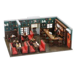 DIY Wooden New York Pub Casa Doll Houses Miniature Model Kit How I Met Your Mother Dollhouse with Furniture for Friends Gifts
