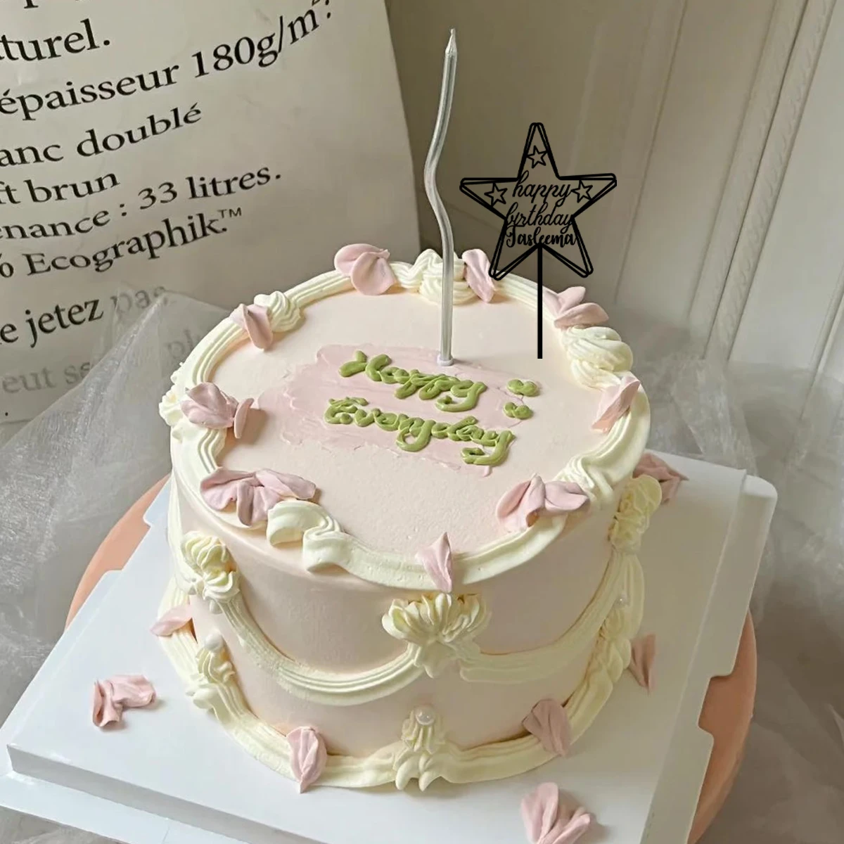 1PC Affordable Happy birthday wishes with star patterns Customized Name Cake Sign Cake Ornaments Unique Birthday Party Décor