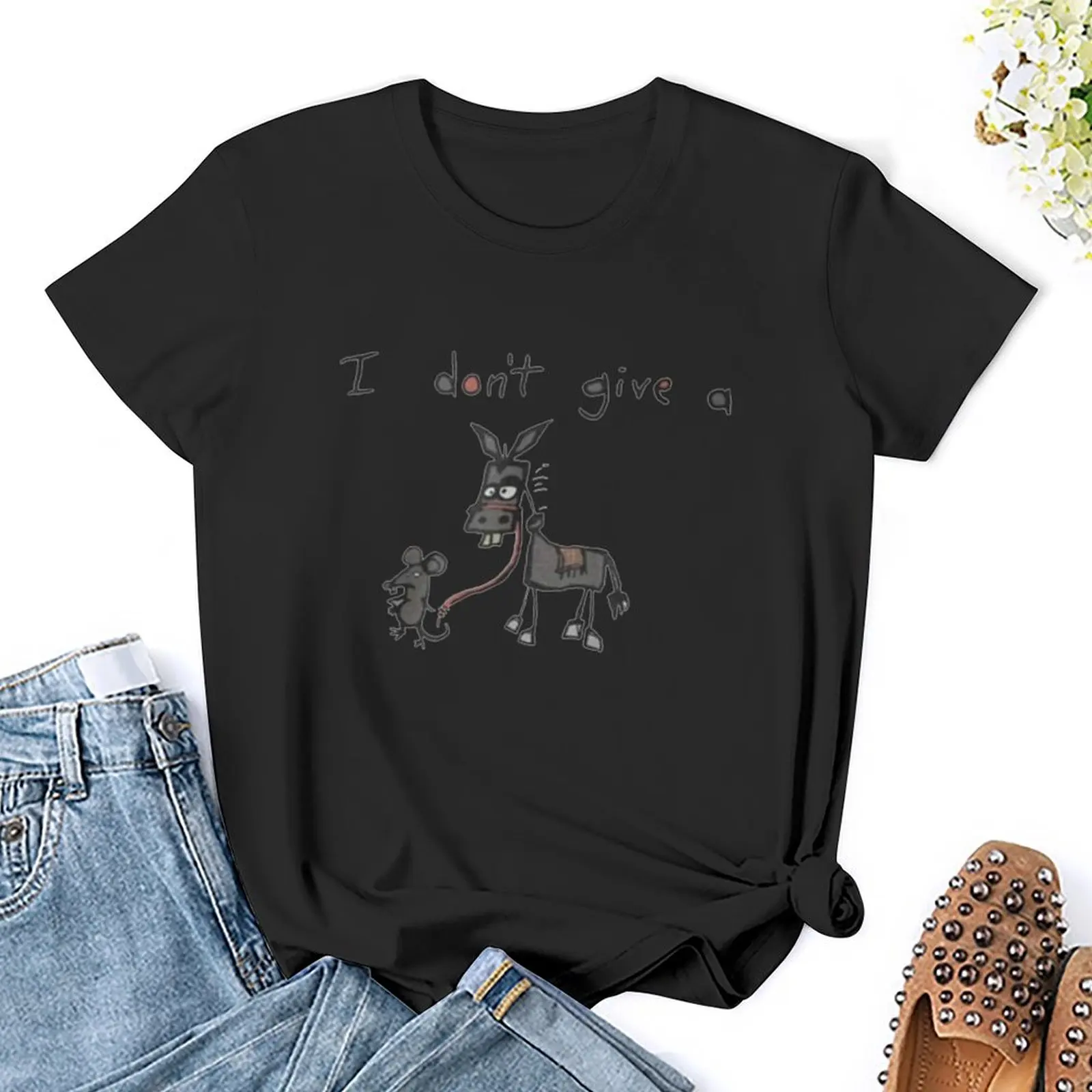 Ik Geef Geen Rat 'S Ezel T-Shirt Schattige Tops Vrouwelijke Kleding Blouse Strakke Shirts Voor Vrouwen