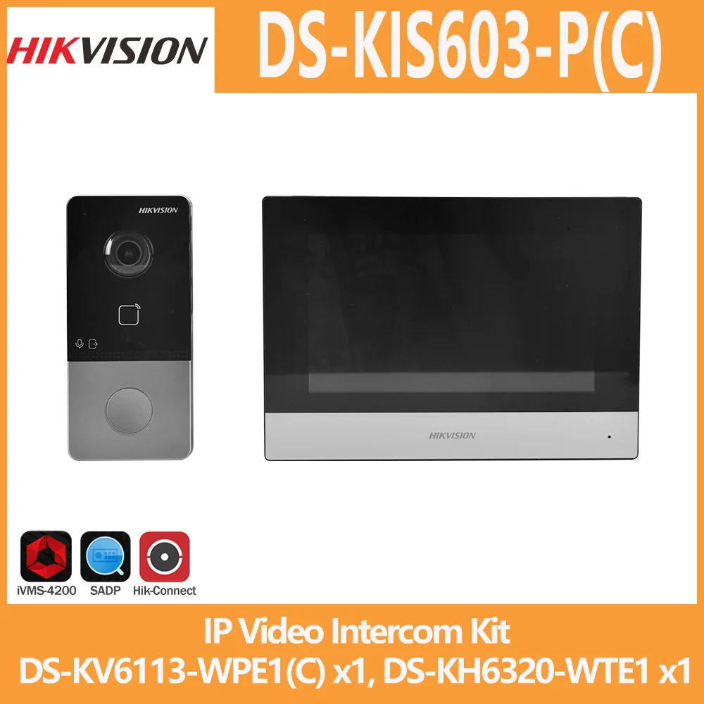 Hikvision IP-Video-Gegensprechanlage DS-KIS603-P(C) Original DS-KV6113-WPE1+ DS-KH6320-WTE1 POE-Türklingel Türstation WIFI-Monitor