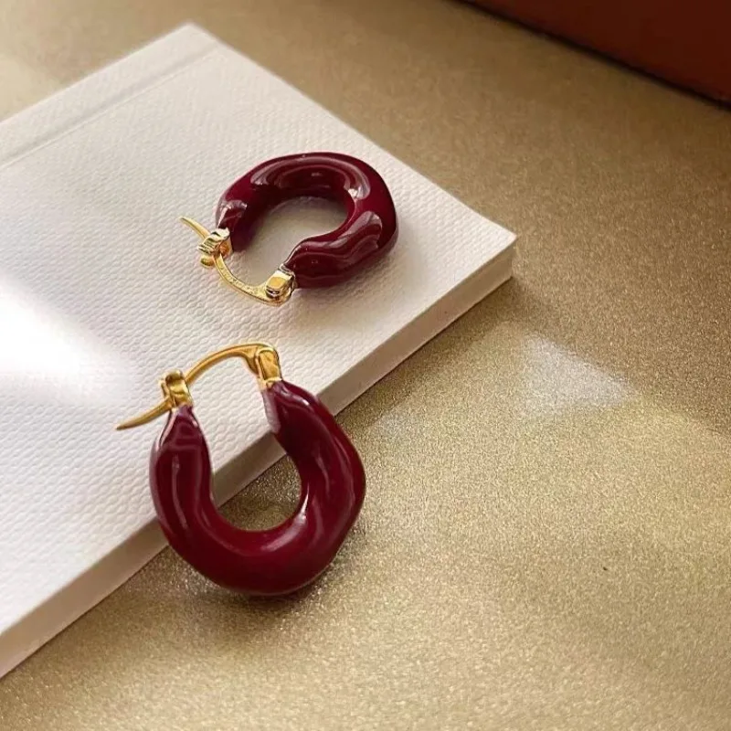 

Handmade Oil Drop Earrings Women's Earrings Stud Earrings Summer Senior Sense Personality Simple Versatile Niche Temperament Fas