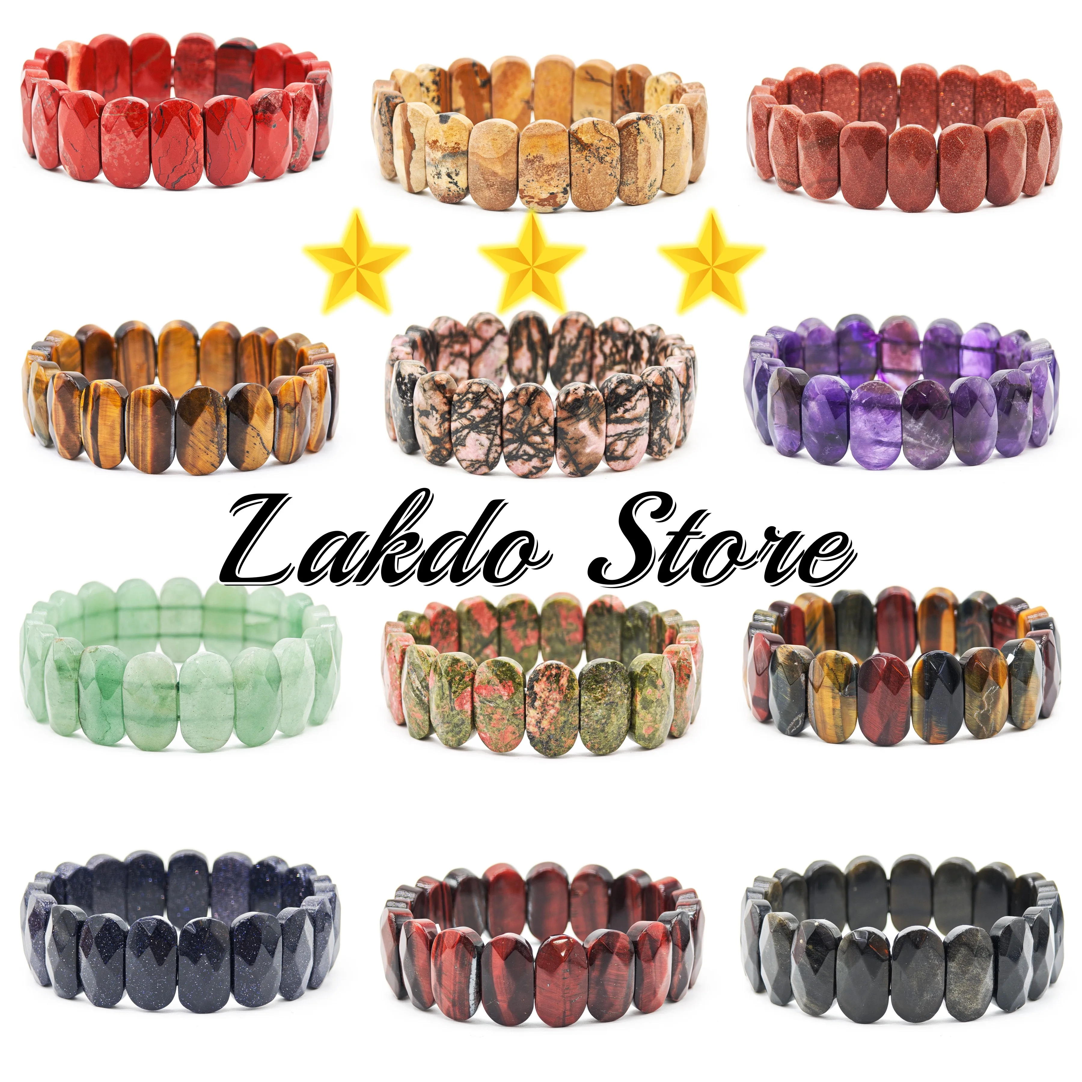 

Natural Stone 10mm Faceted Bracelets Lapis lazuli Yellow tiger s eye Golden obsidian Seven Colors Beads Bracelet Jewelry gifts