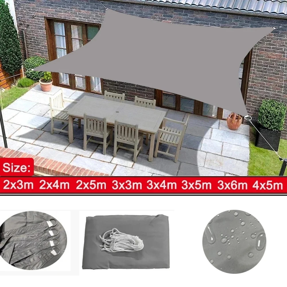 Outdoor Awnings Waterproof Sun Shade Sail Garden Canopi For Terrace Car Canvas Awning Rectangle Pool Sun-Shelter Sunshade Sail