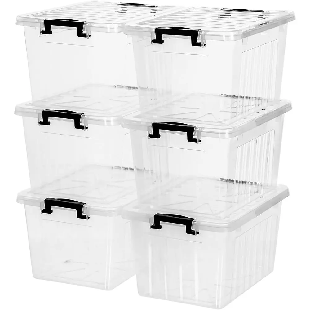 

Stackable & Nestable 22-Piece Clear Plastic Storage Bins with Lids for Home Organization