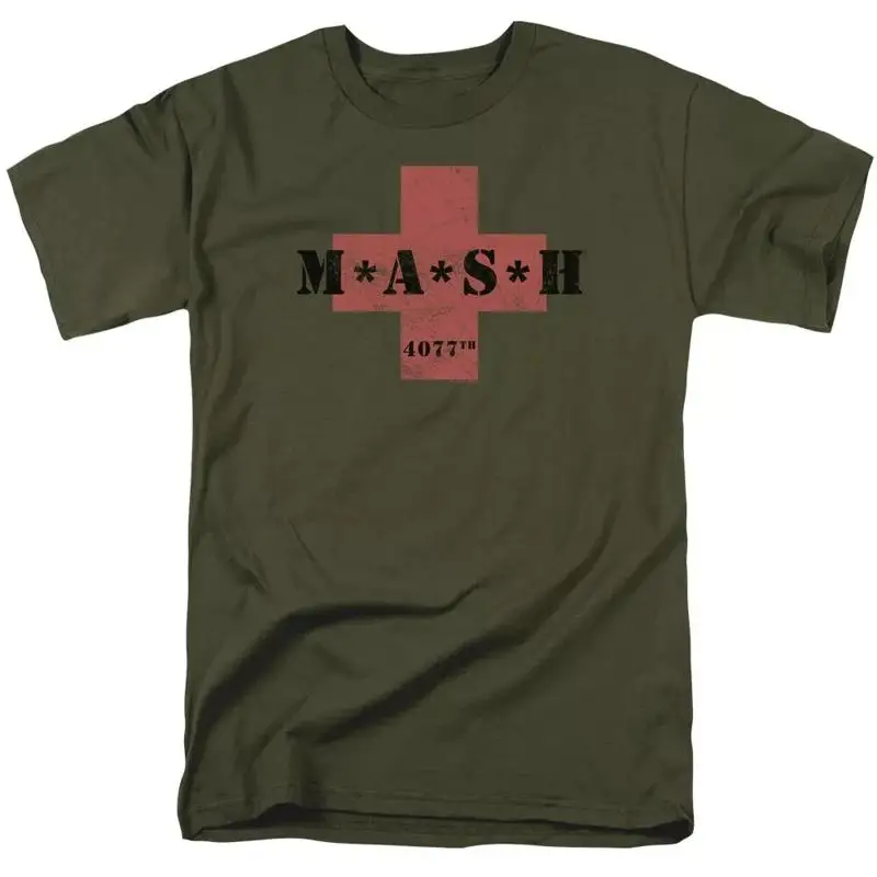 Mash Cross  T shirt Mens Licensed Classic TV Military Green