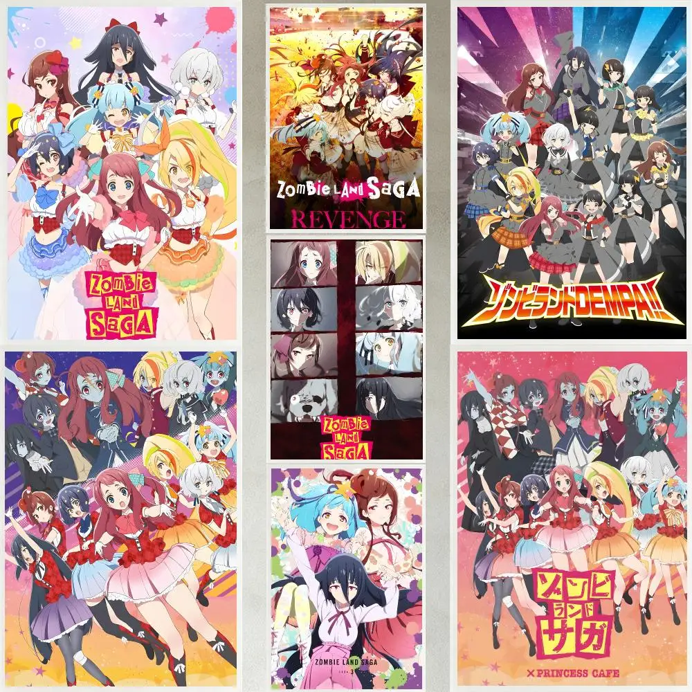 anime Zombie Land Saga Poster Poster HD Waterproof Self-adhesive Art Print Wall Decor for Bedroom Living Room Gift