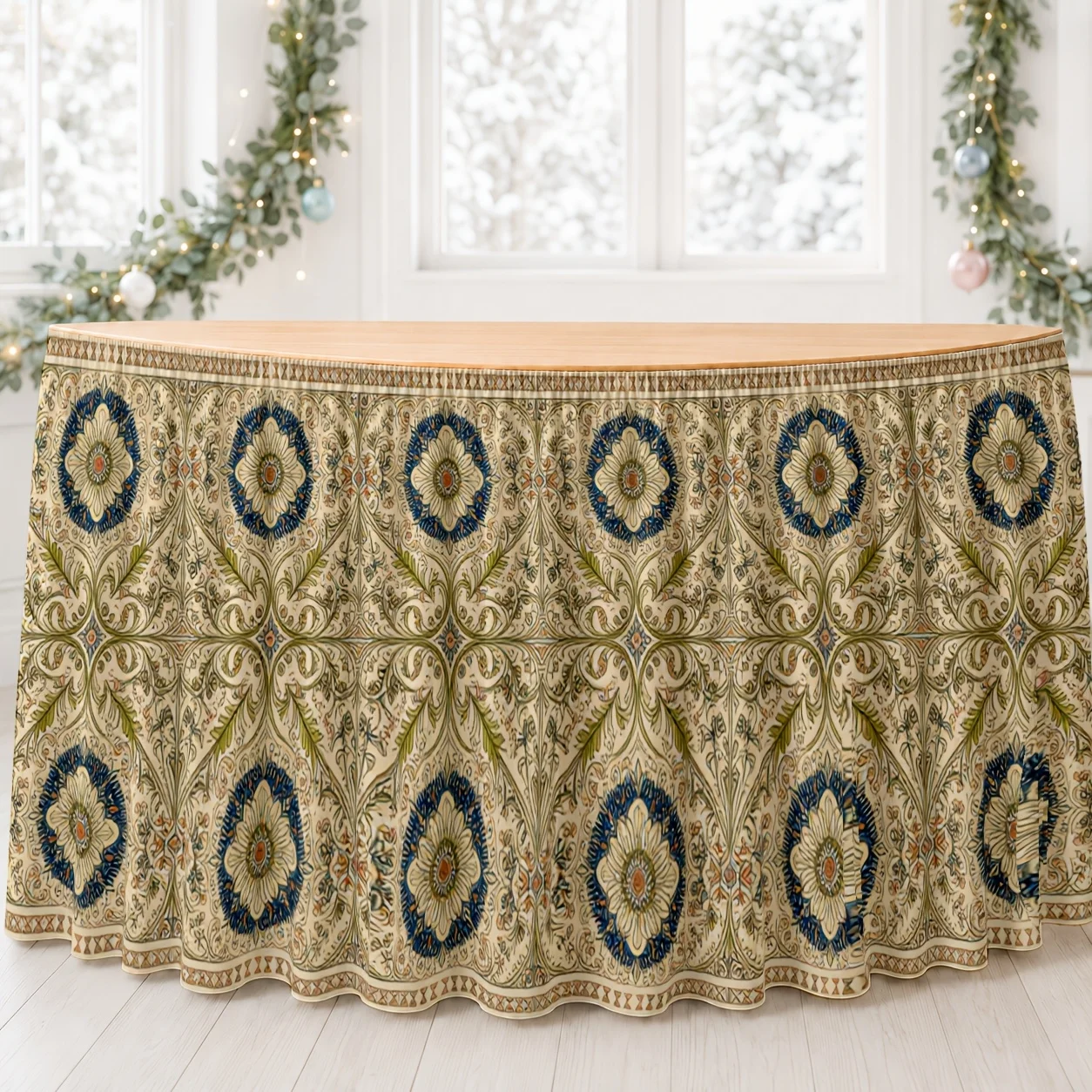One elegant tablecloth cover, adorned with magnificent floral and geometric patterns.