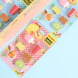 1pcs Cartoon Cuisine Food Correction Eraser Student Kid Elementary Supplies Correct Painting Writing Soft Creative Rubber