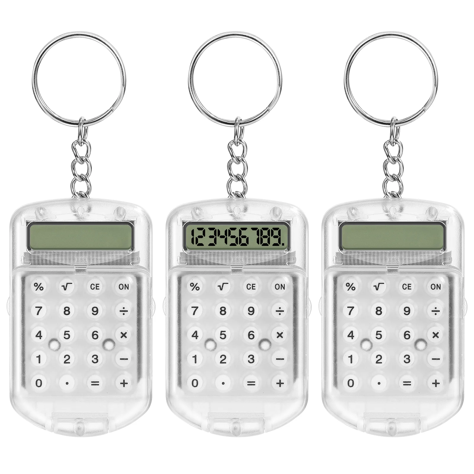 

3 Pcs Electronic Mini Calculator Travel Ring Small Pocket Size Abs Micro Keychain