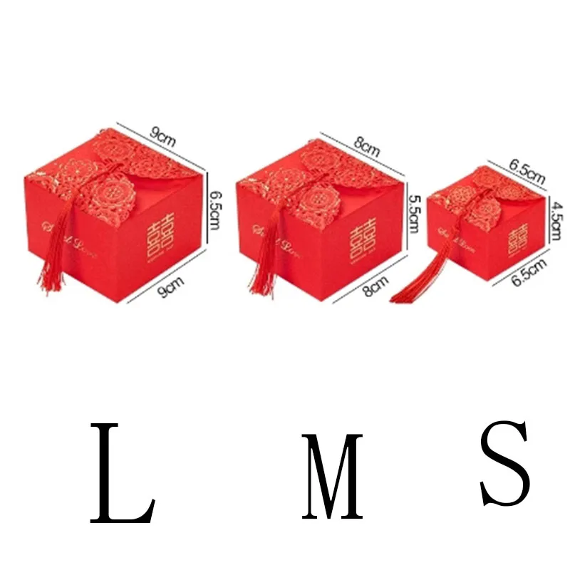 50pcs Retro Red Wedding Gifts Packaging Box Chinese Style Candy Boxes Gift Wedding Gifts for Guests Mariage Paper Handmade Packa