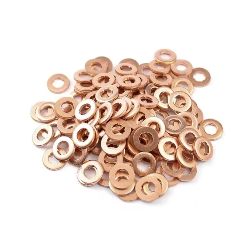 100Pcs Diesel Fuel Injector Nozzle Outer Copper Gaskets Washers Repair Kits for Diesel Engine