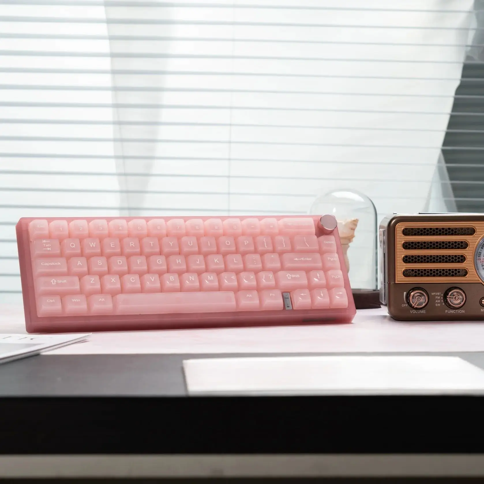 

Womier VK66 Pro 65% Wired Mechanical Gaming Keyboard VIA Support Hot Swappable Gasket Mount RGB Backlit Keyboard with Knob