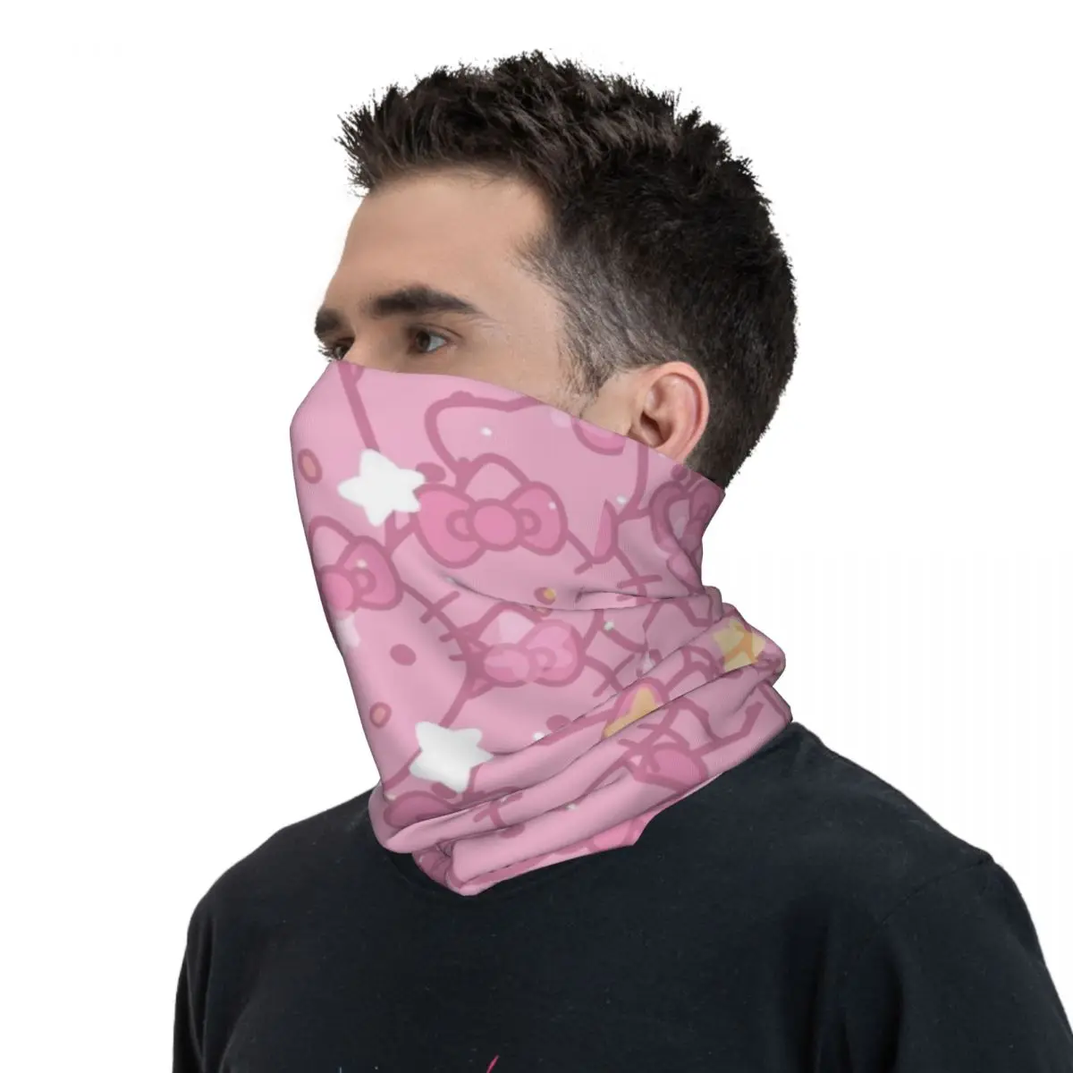 Custom Sanrio Kitty Hello Kitty Bandana Neck Gaiter UV Protection Face Scarf Cover Men Women Cartoon Headwear Tube Balaclava - Image 6