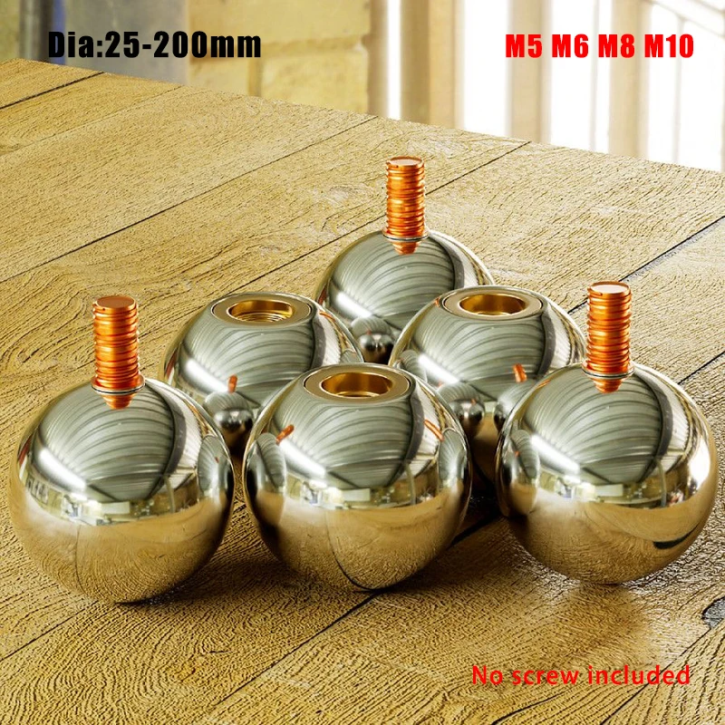 1Pcs 304 Stainless Steel Hollow Ball Wall Thick 1mm Through-Hole Metric Thread M5 M6 M8 M10 Metal Mirror Decorative Hanging Ball