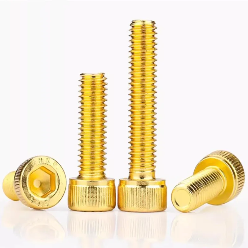 M2 M2.5 M3 M4 M5 M6 M8 DIN912 Golden Allen Screw Hex Socket Cap Cup Head Screw Ti-gold Plated Grade 12.9 Alloy Steel