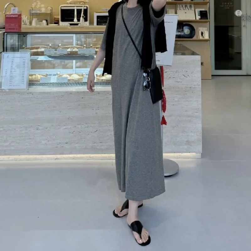 2024 Fall and Winter New Classic Basic French Long T-Shirt Dress Loose Dresses