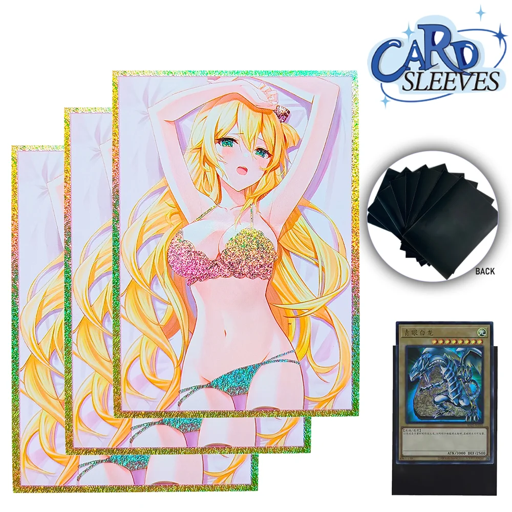 

50PCS 63*90mm Foil Raye Anime Card Sleeves Shining Flash Board Game Trading Card Protector for YGO Christmas Present