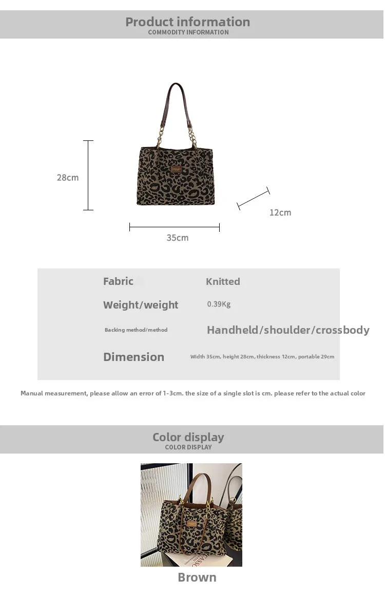 Meistverkaufte Damentasche, Retro-Leopardenmuster, einzelne Achselhöhlen-Umhängetasche, Einkaufstasche mit großer Kapazität, tägliche Handtasche für Frauen beim Einkaufen – Detail 12