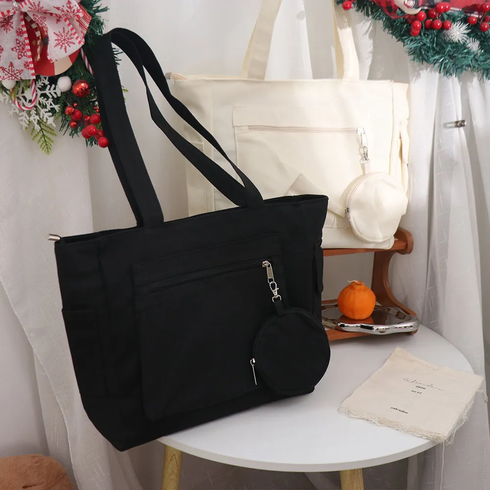 

Solid Color Women's Shoulder Bag Simple Large Capacity Student Tote Bag Portable Lightweight Single-shoulder Bag Student Class