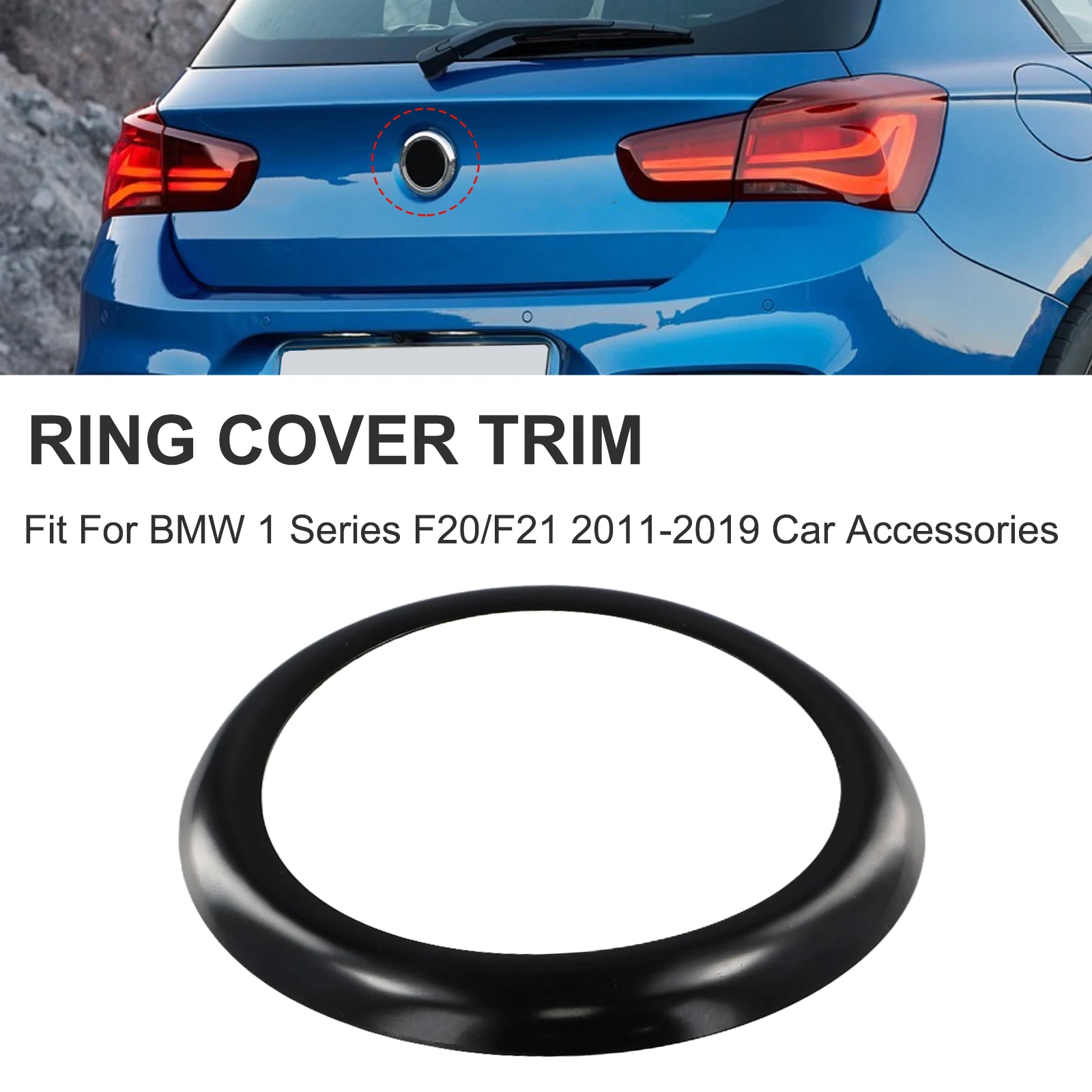 ABS Plastic Badge Ring Cover Black Rear Boot Badge Ring Cover For -BMW 1 SERIES F20 F21 2011-2019 Including M135i