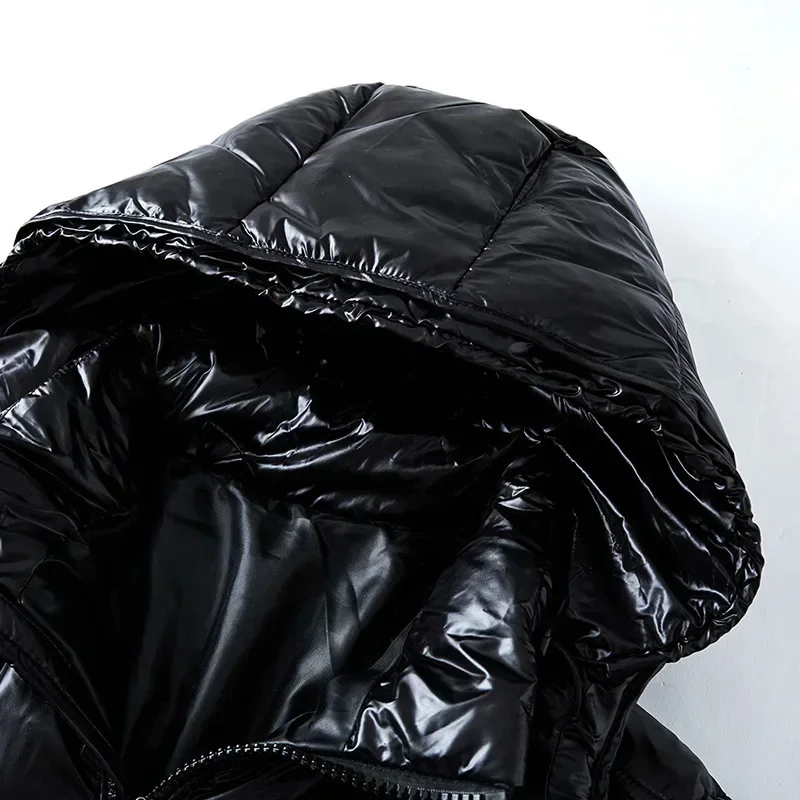 Winter New Glossy Down Jacket Men\'s and Women\'s Puffer Jacket Hooded Plus Size Coats Thickened Warm Down Coat Goose Down