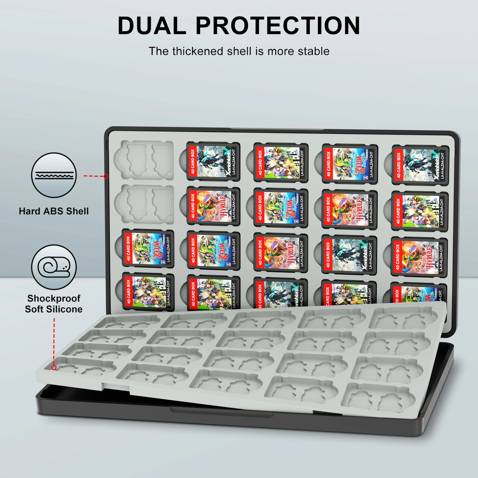 Custodia per schede di gioco per Switch 2, Switch OLED e Lite, supporto per memorie con 40 slot per schede di gioco e 80 slot per schede MicroSD._voghion.com