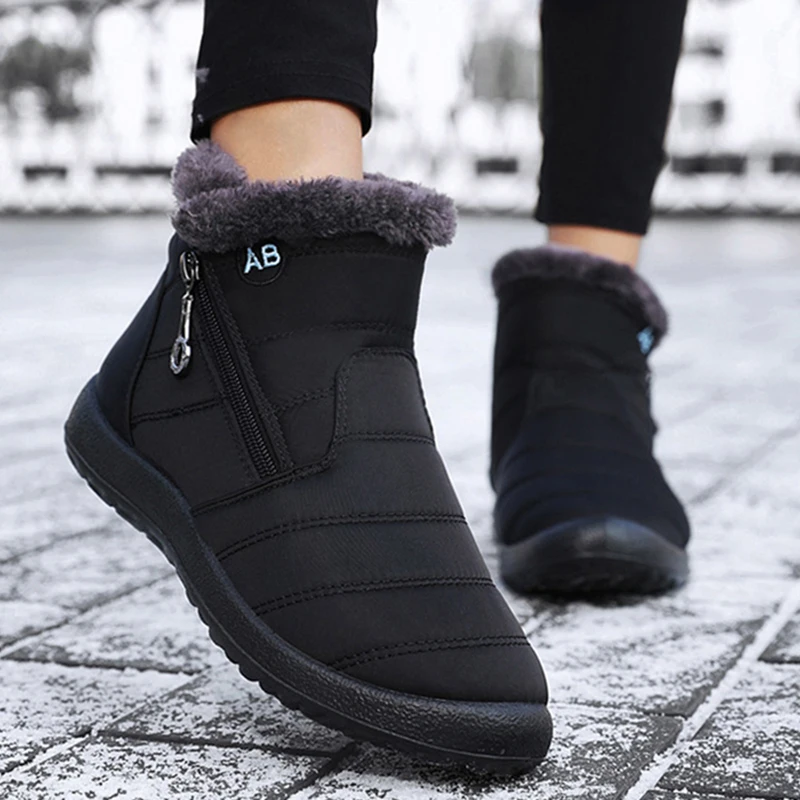 Women Boots Snow Keep Warm Shoes Woman Waterproof Platform Boots Zipper Boots Ladies Flat Fashion Botas Mujer Winter Boot Female