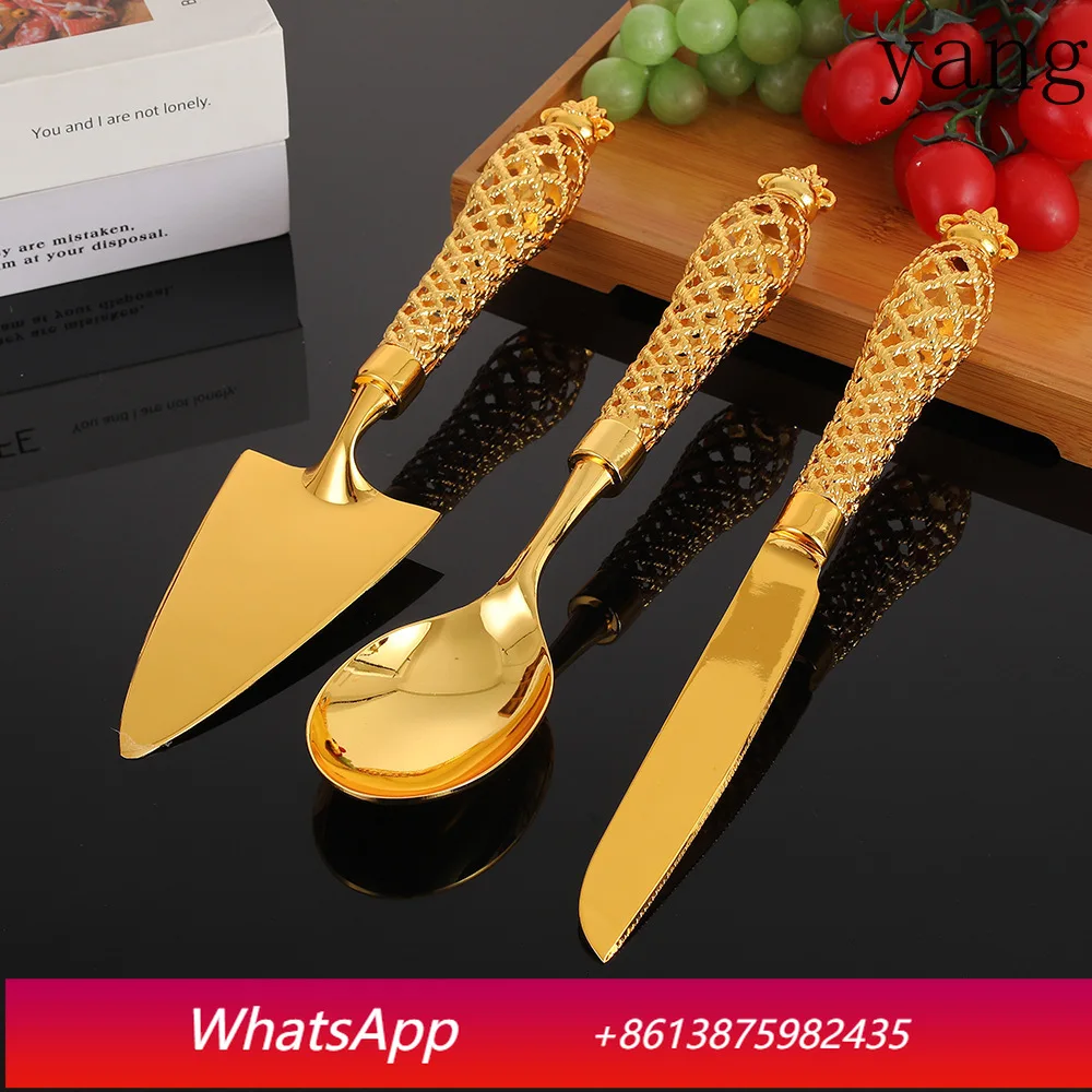 

CX Golden Rose Knife Shovel Three-piece Set High-end Tableware Cake Spoon