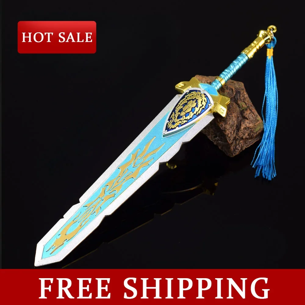 21CM Grand Marshal Longsword World of Warcraft Game pinggiran penuh logam Model pedang bermata dua Cosplay senjata mainan anak laki-laki hadiah